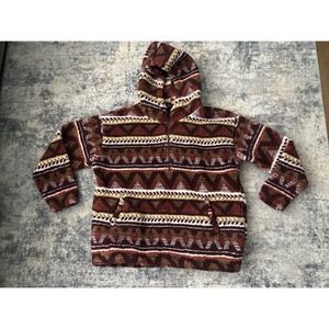 Wrangler Retro Aztec Southwestern Fleece 1/4 Zip Hoodie Pullover Womens XL Rodeo